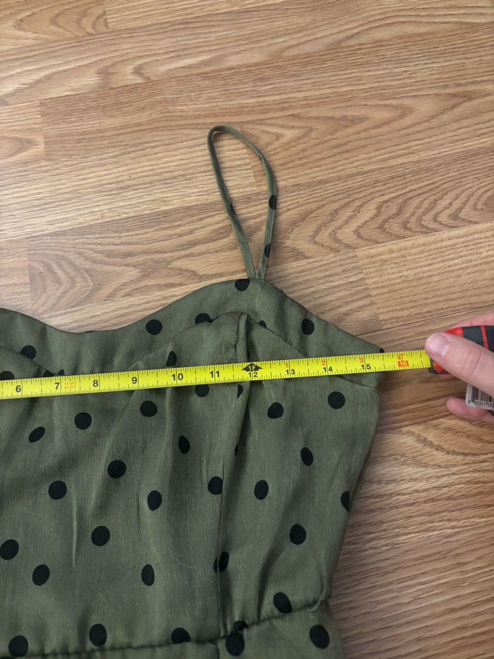 Francesca's Collections Olive Green & Black Polka Dot Mini Dress Size Medium - Picture 4 of 6